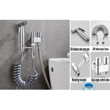 Banyo Bide Basınçlı Püskürtücü Taharet Musluğu Klozet Hortumu Krom Renk Ithal 7 Yıl Garantili