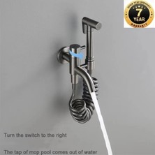 Banyo Tuvalet Taharet Musluğu Spiralli Bide Özel Temizlik 7 Yıl Garantili Antrasit Ithal