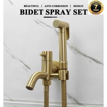 Banyo Tuvalet Taharet Musluğu Spiralli Bide Özel Temizlik 7 Yıl Garantili Mat Gold  Ithal