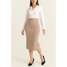 Modal Kumaş Yırtmaçlı Kalem Etek