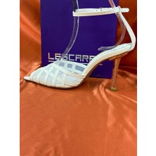 Lescarpe LES014 Beyaz Fileli Bilek Bağlamalı Abiye Ayakkabı Stiletto
