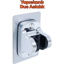 Krom Kendinden Yapışkanlı 15 kg Taşıyabilen Nano Duş Başlığı Askısı Mafsal Kolay Temiz Kurulum