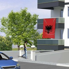 Asilmeydan Raşel Kumaş Arnavutluk Bayrak -150X225 cm (1,5 Metre x 2,25 Metre)