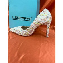Lescarpe LES048 Çok Renkli Kumaş Desenli Özel Seri Premium Stiletto Kadın Topuklu Ayakkabı