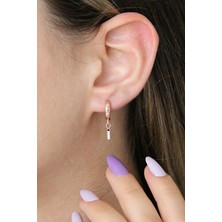 I Harfi Sallantılı 925 Ayar Gümüş Rose Tek Küpe - 12084002