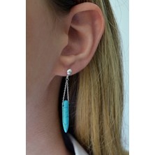 925 Ayar Gümüş Sallantılı Turkuaz Küpe - 12108301