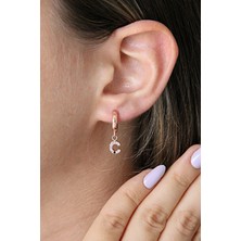 Ç Harfi Sallantılı 925 Ayar Gümüş Rose Tek Küpe - 12083802