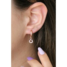 Ö Harfi Sallantılı 925 Ayar Gümüş Rose Tek Küpe - 12084102