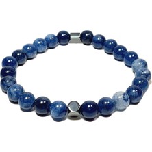 JTSS25DOB1548 Akik Hematit Lacivert Janti Doğaltaş Bileklik