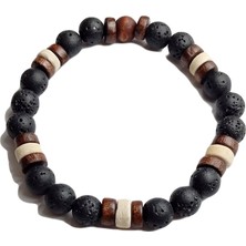 JTSS25DOB1568 Mazı Ağacı Lav Siyah Janti Doğaltaş Bileklik