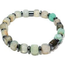 JTSS25DOB1536 Akik Hematit Su Yeşili Janti Doğaltaş Bileklik