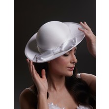 Şeffaf Fiyonk Detaylı Elegant Beyaz Gelin, Nikah, Nişan, Özel Davet Şapkası