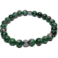 JTSS25DOB1542 Ceyt Hematit Yeşil Janti Doğaltaş Bileklik