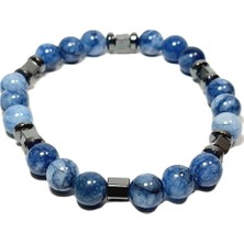 JTSS25DOB1550 Akik Hematit Mavi Janti Doğaltaş Bileklik