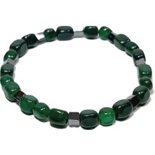 JTSS25DOB1543 Akik Hematit Yeşil Janti Doğaltaş Bileklik