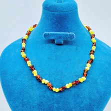 Çift Renk Orijinal Damla Kehribar Bebek Kolye