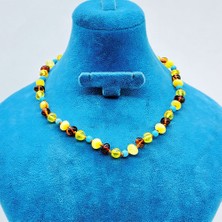 Firuze ve Orijinal Damla Kehribar Karışımı Bebek Kolye