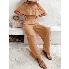 Kadın Aerobin Kumaş Fırfır Detaylı Madonna Yaka Takım