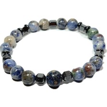 JTSS25DOB1510 Ceyt Hematit Mavi Janti Doğaltaş Bileklik