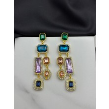 Çok Renkli Taşlı Tasarım Marka Model Kadın Küpe