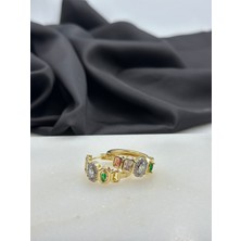 Altın Gold Detaylı Çakra Marka Model Melis Göral Tasarım Halka Küpe