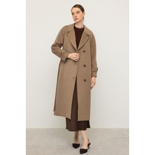 Punto Dikiş Detaylı Arkası Plikaşeli Ara Boy Kaşmir Kaban K. Kamel 3113