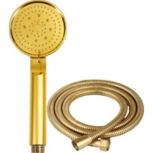 5 Fonksiyonlu Gold Duş Başlıklı  Gold Spiral Hortumlu Duş Seti