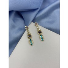 Altın Gold Renkli Zirkon Taşlı Element Melira Göral Sallantılı Küpe