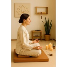 Lotus Baskılı Meditasyon Minderi Seti 60X60 cm 2'li Yoga Meditasyon Minderi