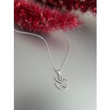 Zeta Jewel 925 Ayar Gümüş Kuğu Figürlü Kadın Kolye-Hediye Kutulu