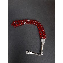Mryart Şeffaf Kırmızı Cam Boncuk 33 Lük Tesbih