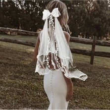 Gelin Aksesuarı Duvak Toka– Fiyonklu & Inci Işlemeli