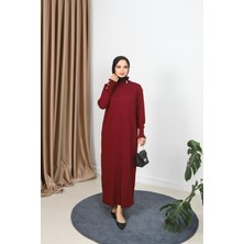Taş Detaylı Merserize Elbise