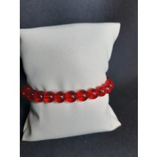Şeffaf Kırmızı Cam Boncuk Bileklik Unisex