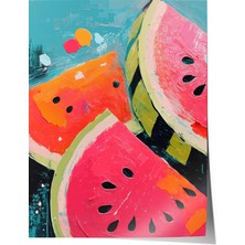 Çerçevesiz Poster, Sulu Boya Tarzı Karpuz Dilimleri, Mutfak Dekoru Poster No: 113366