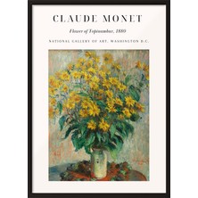 Siyah Çerçeveli Tablo, Claude Monet Sarı Çiçek Tablosu, Salon Dekoru Poster No: 113560
