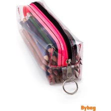 Bybag Siyah Pembe Blackpink Fermuarlı Kaliteli Pvc Şeffaf Kalemlik Makyaj Çantası Kalem Kutusu