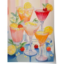 Çerçevesiz Poster, Renkli Kokteyl Bardakları Tasarımı, Mutfak Dekoru Poster No: 113242