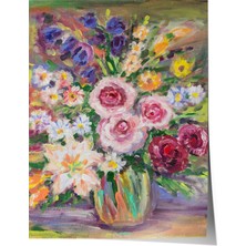 Çerçevesiz Poster, Renkli Vazo Içinde Çiçekler, Salon Dekoru Poster No: 113520