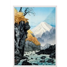 Beyaz Çerçeveli Tablo, Fuji Dağı Manzarası, Salon Dekoru Poster No: 113492
