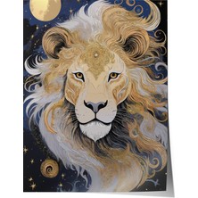 Çerçevesiz Poster, Altın Yeleli Aslan Portresi, Salon Dekoru Poster No: 114172