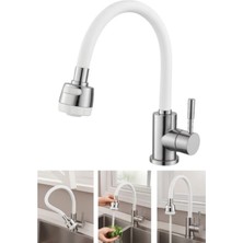 Mucit Home Beyaz Renkli Oynar Başlıklı Tasarruflu Silikon Musluk Başlığı Kubar