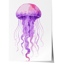 Çerçevesiz Poster, Mor Denizanası Dijital Illüstrasyon, Genç Odası Dekoru Poster No: 113755