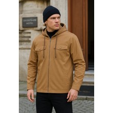 Erkek Basic Oversize Esnek Kapşonlu Kahve Ceket