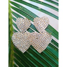 Sarı Renk Zirkon Taşlı Lüks Abiye Küpe