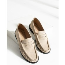 Lucy Kadın Loafer Saraç Detaylı Rahat Günlük Ayakkabı Bej Süet