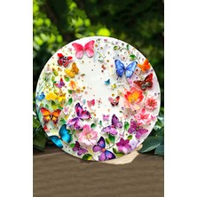 Renkli Kelebek ve Çiçek Desenli Uv Baskı Mdf Duvar Süsü – 33X33 cm & 20X20 cm DT138