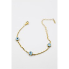 Nazarlı Zincir Çelik Bileklik - Altın