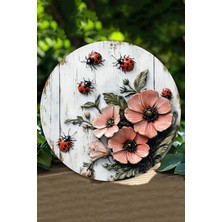 Uğur Böcekli & Çiçek Desenli Uv Baskı Mdf Duvar Süsü – 33X33 cm & 20X20 cm DT147