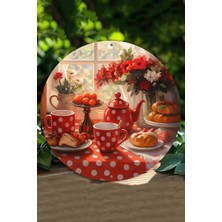 Mutfak Temalı Puantiyeli Çay & Kahvaltı Uv Baskı Mdf Duvar Süsü – 33X33 cm & 20X20 cm DT152